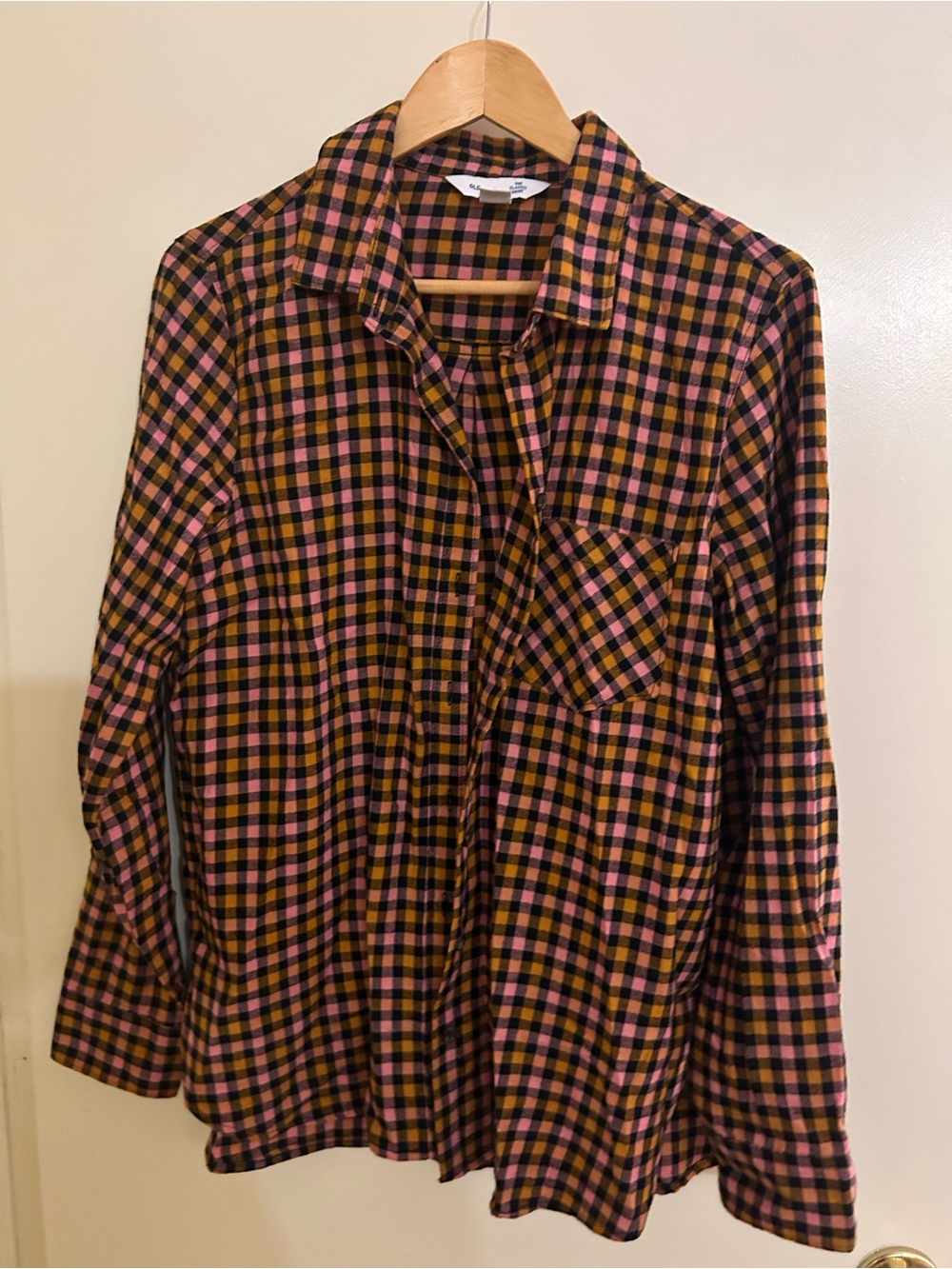Old Navy Pink and Brown Plaid Button-Down Shirt